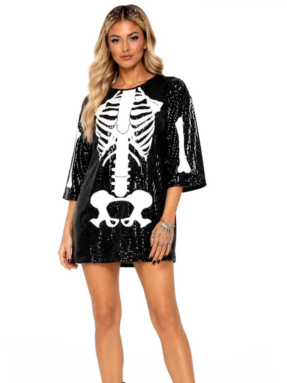 Tipsy Elves Black Dress with Skeleton Design